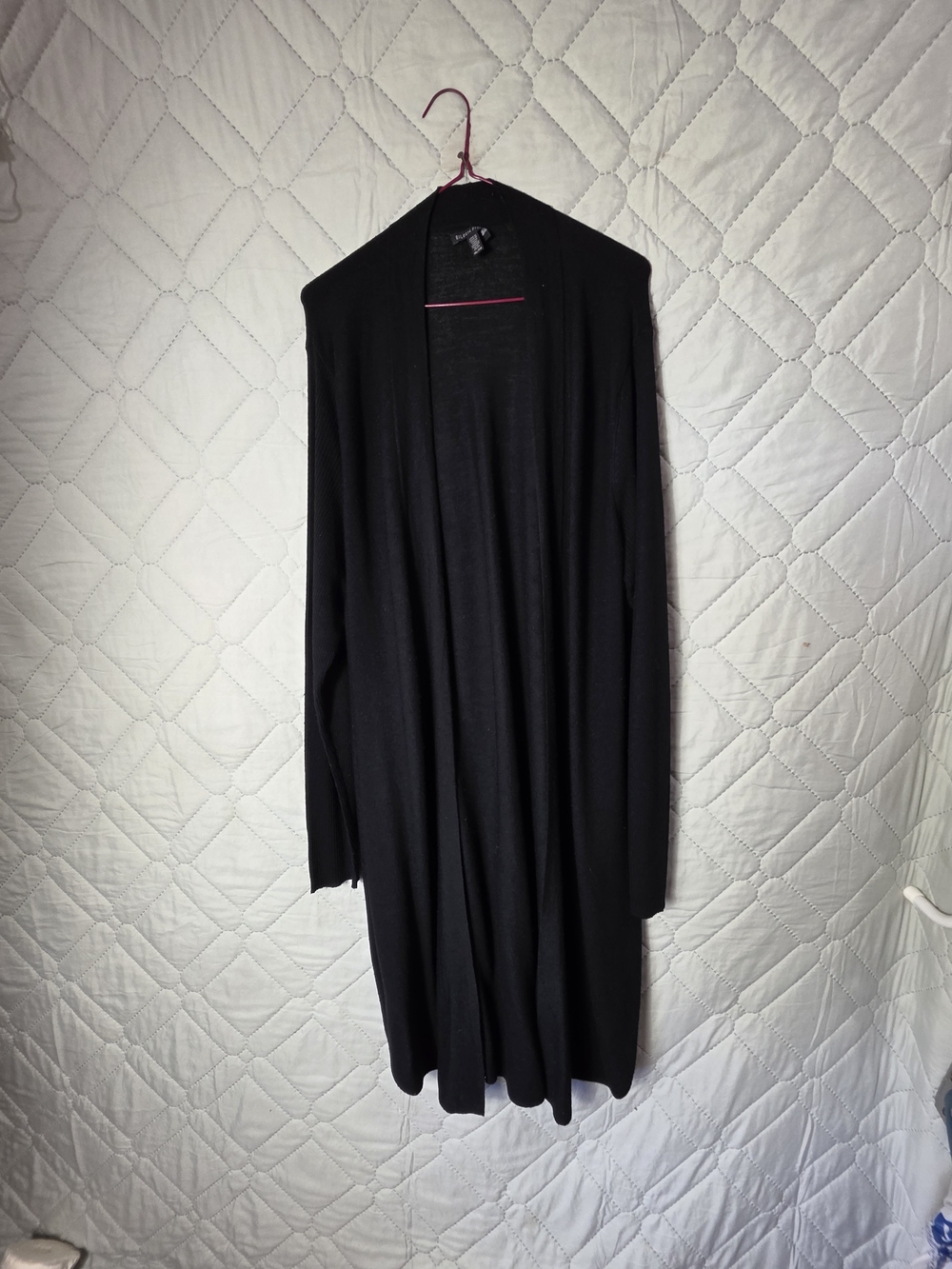 Eileen Fisher Organic Linen Knit Duster Cardigan Sz XL Medium Black Lightweight